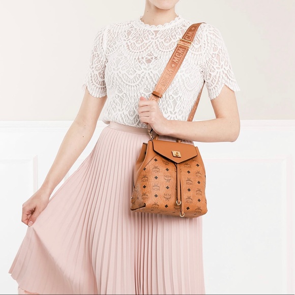 MCM Convertible Backpack/Crossbody Cognac Logo Bag - Picture 13 of 16